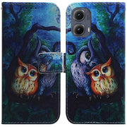 For Motorola Edge 2024 Coloured Drawing Flip Leather Phone Case(Oil Painting Owl)