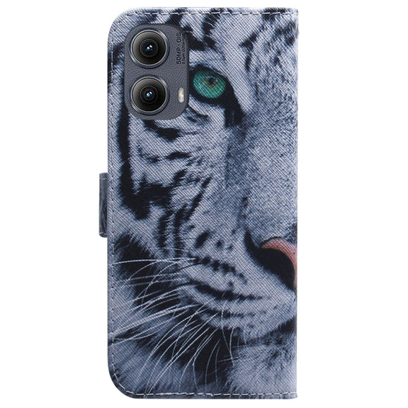 For Motorola Edge 2024 Coloured Drawing Flip Leather Phone Case(Tiger)