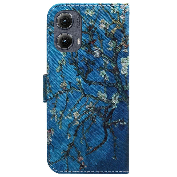 For Motorola Edge 2024 Coloured Drawing Flip Leather Phone Case(Apricot)