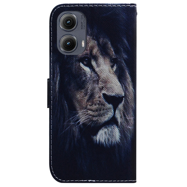 For Motorola Edge 2024 Coloured Drawing Flip Leather Phone Case(Lion)