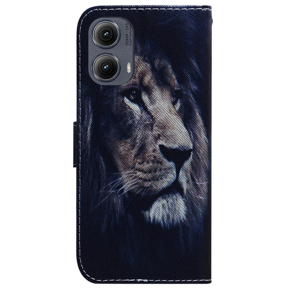 For Motorola Edge 2024 Coloured Drawing Flip Leather Phone Case(Lion)
