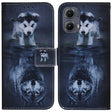 For Motorola Edge 2024 Coloured Drawing Flip Leather Phone Case(Wolf and Dog) - Motorola Cases by PMC Jewellery | Online Shopping South Africa | PMC Jewellery | Buy Now Pay Later Mobicred