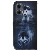 For Motorola Edge 2024 Coloured Drawing Flip Leather Phone Case(Wolf and Dog)