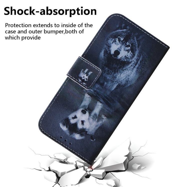 For Motorola Edge 2024 Coloured Drawing Flip Leather Phone Case(Wolf and Dog)