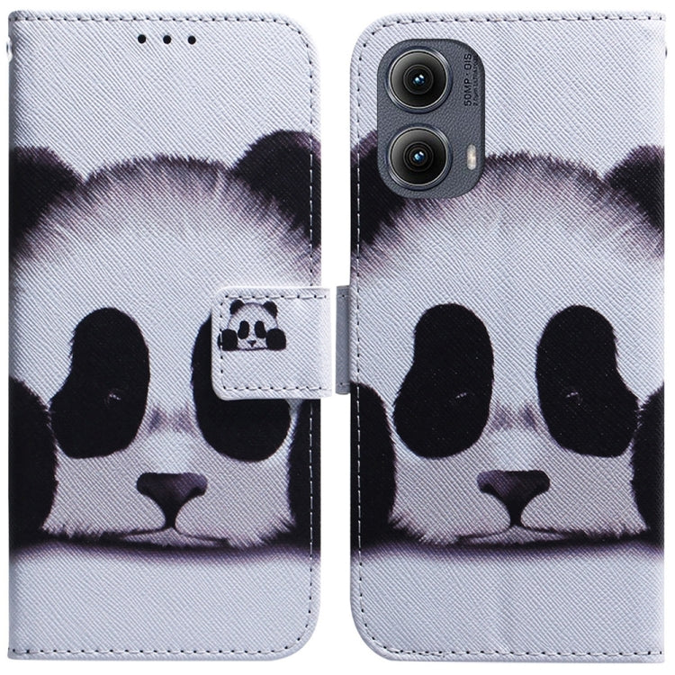 For Motorola Edge 2024 Coloured Drawing Flip Leather Phone Case(Panda)