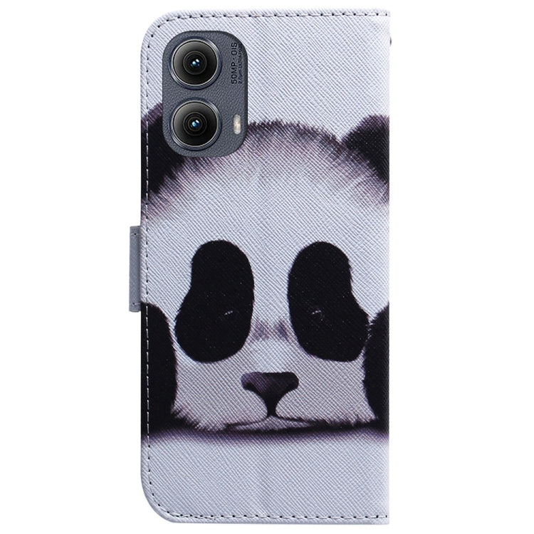 For Motorola Edge 2024 Coloured Drawing Flip Leather Phone Case(Panda)