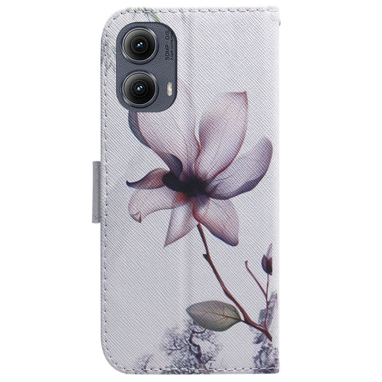 For Motorola Edge 2024 Coloured Drawing Flip Leather Phone Case(Magnolia)