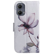 For Motorola Edge 2024 Coloured Drawing Flip Leather Phone Case(Magnolia)