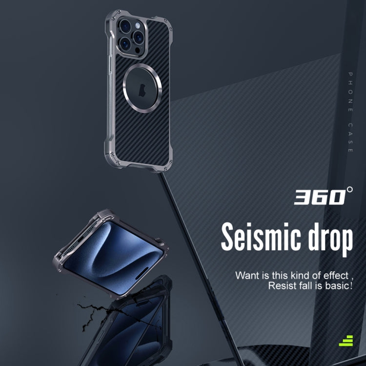 For iPhone 15 Pro R-JUST RJ51 Hollow MagSafe Magnetic Metal Phone Case(Space Grey)
