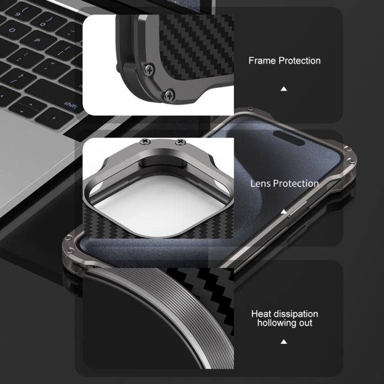 For iPhone 15 Pro R-JUST RJ51 Hollow MagSafe Magnetic Metal Phone Case(Space Grey)