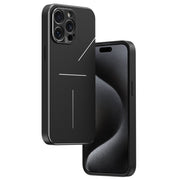 For iPhone 15 Pro R-JUST RJ52 3-Line Style Metal TPU Shockproof Phone Case(Black)