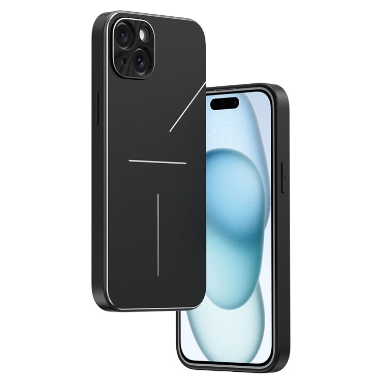 For iPhone 15 Plus R-JUST RJ52 3-Line Style Metal TPU Shockproof Phone Case(Black)