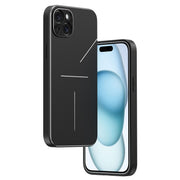 For iPhone 15 Plus R-JUST RJ52 3-Line Style Metal TPU Shockproof Phone Case(Black)