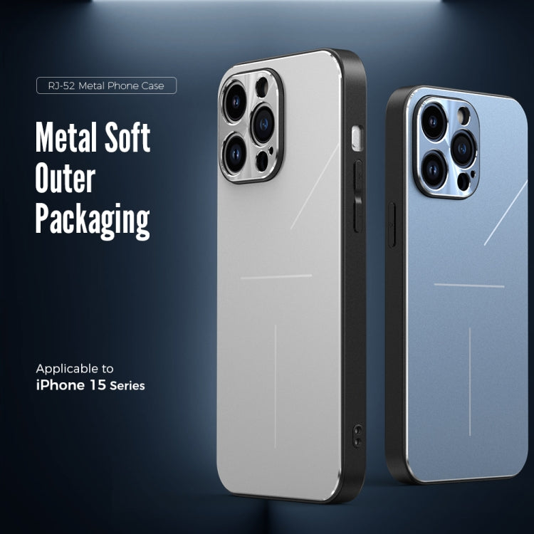 For iPhone 15 Plus R-JUST RJ52 3-Line Style Metal TPU Shockproof Phone Case(Black)