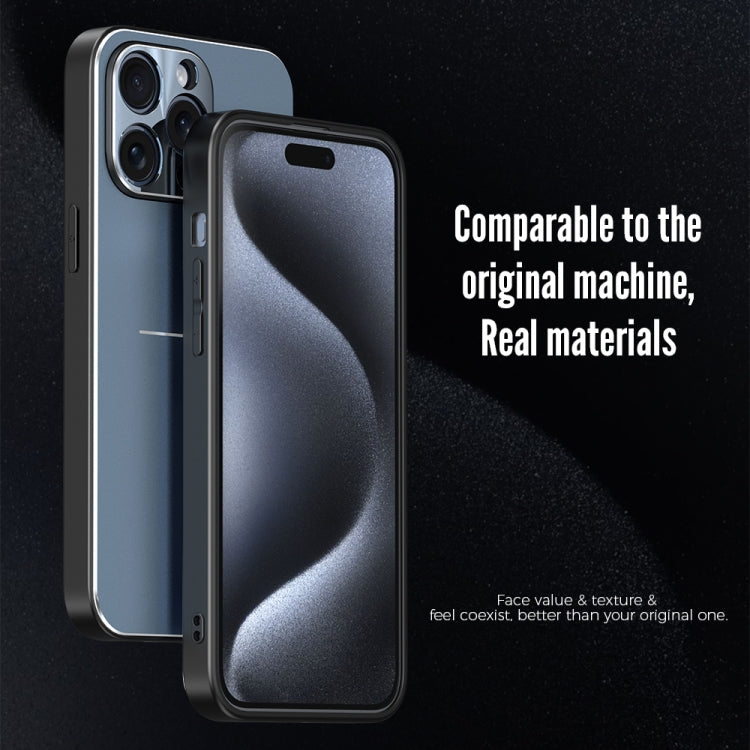 For iPhone 15 Plus R-JUST RJ52 3-Line Style Metal TPU Shockproof Phone Case(Blue)