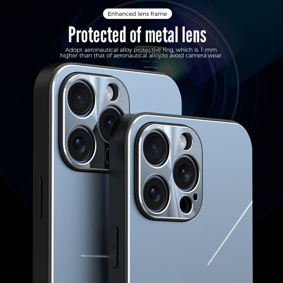 For iPhone 15 Plus R-JUST RJ52 3-Line Style Metal TPU Shockproof Phone Case(Blue)
