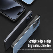 For iPhone 15 Pro R-JUST RJ52 3-Line Style Metal TPU Shockproof Phone Case(Black)