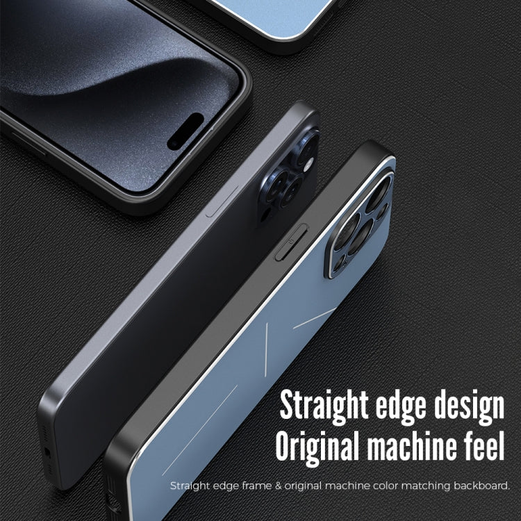 For iPhone 15 Pro R-JUST RJ52 3-Line Style Metal TPU Shockproof Phone Case(Black)