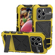 For iPhone 15 Pro Max R-JUST Metal + Silicone + Tempered Glass Life Waterproof Phone Case with Holder(Yellow) - iPhone 15 Pro Max Cases by R-JUST | Online Shopping South Africa | PMC TechLife | Buy Now Pay Later Mobicred
