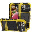 For iPhone 15 R-JUST Metal + Silicone + Tempered Glass Life Waterproof Phone Case with Holder(Yellow) - iPhone 15 Cases by R-JUST | Online Shopping South Africa | PMC TechLife | Buy Now Pay Later Mobicred