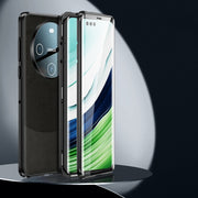 For Huawei Mate 60 Pro Double-sided Plain Leather Glass Phone Case(Black)