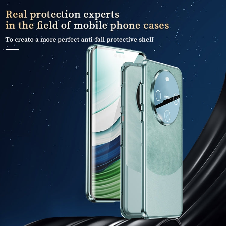 For Huawei Mate 60 Pro Double-sided Plain Leather Glass Phone Case(Black)