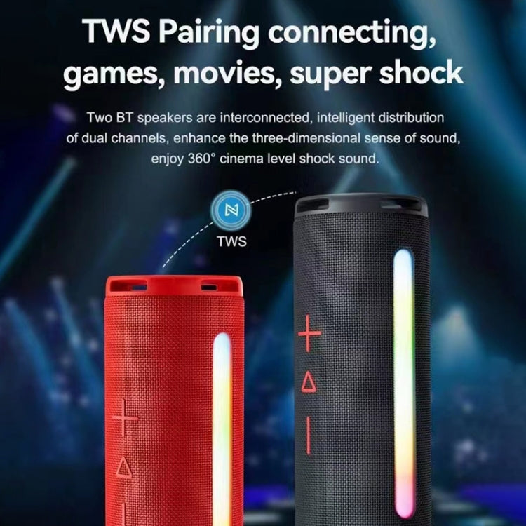T&G TG374 Portable 3D Stereo Bluetooth Speaker Subwoofer Support FM / TF Card / RGB Light(Grey)