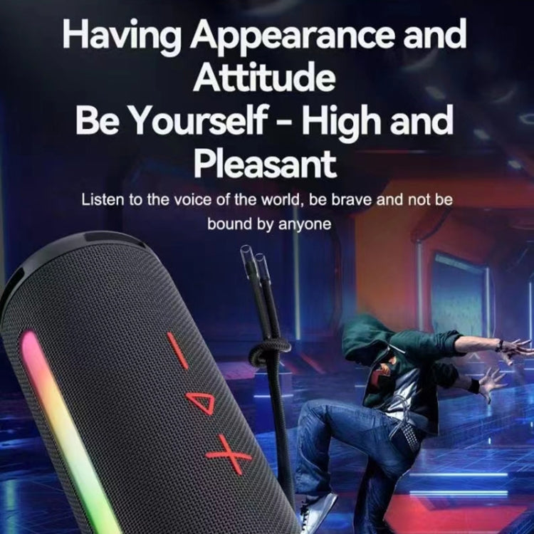 T&G TG374 Portable 3D Stereo Bluetooth Speaker Subwoofer Support FM / TF Card / RGB Light(Black)