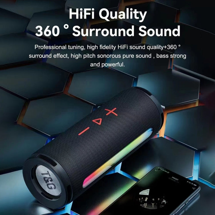 T&G TG374 Portable 3D Stereo Bluetooth Speaker Subwoofer Support FM / TF Card / RGB Light(Grey)
