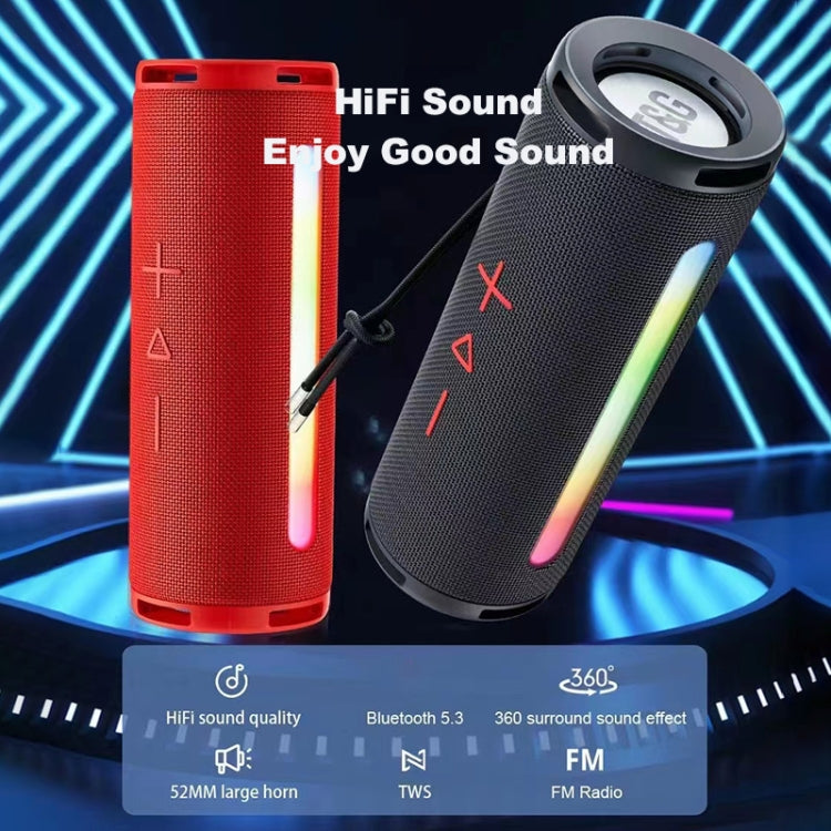 T&G TG374 Portable 3D Stereo Bluetooth Speaker Subwoofer Support FM / TF Card / RGB Light(Grey)