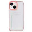 For iPhone 15 360 Clear PC Hybrid  TPU Phone Case with Card Slot(Pink) - iPhone 15 Cases by PMC TechLife | Online Shopping South Africa | PMC TechLife | Buy Now Pay Later Mobicred