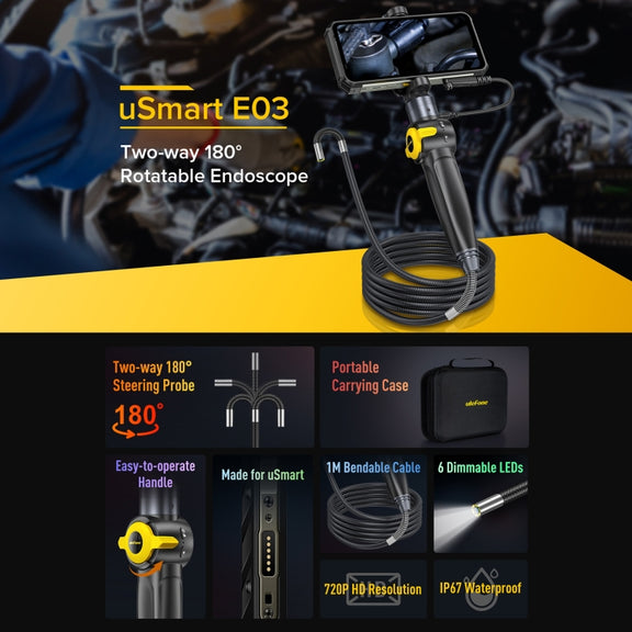 Ulefone uSmart E03 Rotatable Endoscope IP67 Water-resistant for Armor 24 / 21 / 19 / 18T / 18T Ultra / Armor Pad(Black)