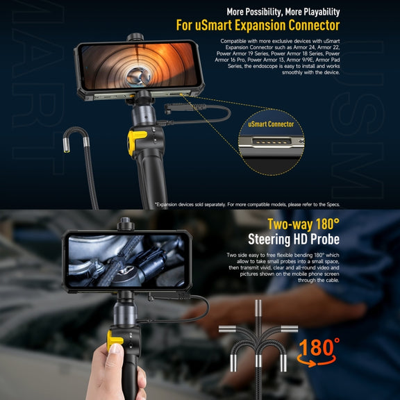 Ulefone uSmart E03 Rotatable Endoscope IP67 Water-resistant for Armor 24 / 21 / 19 / 18T / 18T Ultra / Armor Pad(Black)