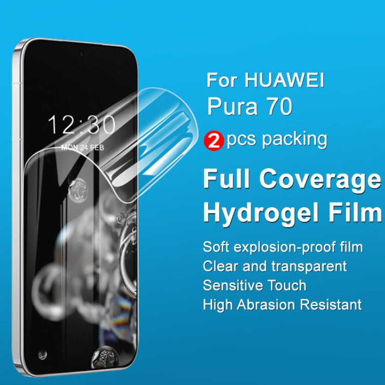 For Huawei Pura 70 2pcs imak Curved Full Screen Hydrogel Film Protector