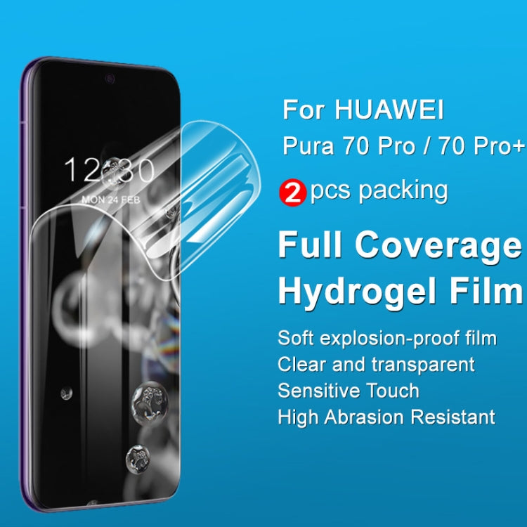 For Huawei Pura 70 Pro+ 2pcs imak Curved Full Screen Hydrogel Film Protector