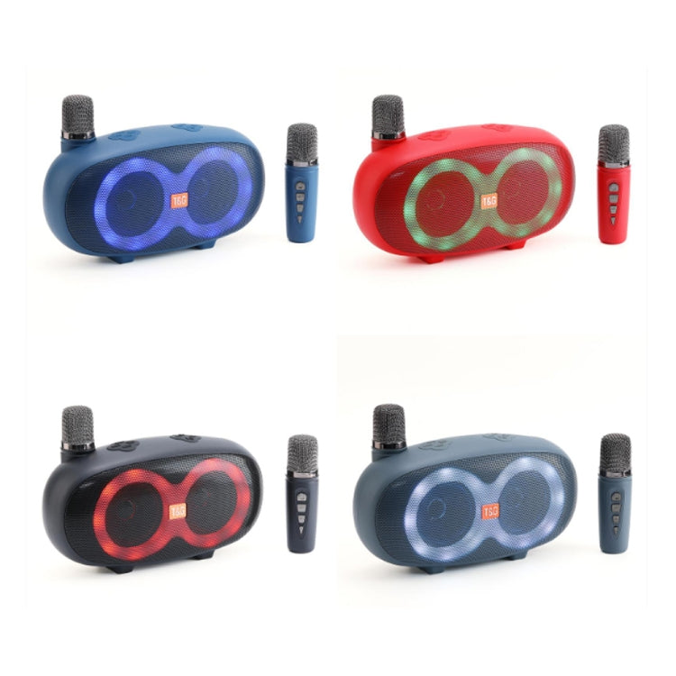 T&G TG542 LED Flash Wireless Bluetooth Karaoke Speaker with Microphone(Red)