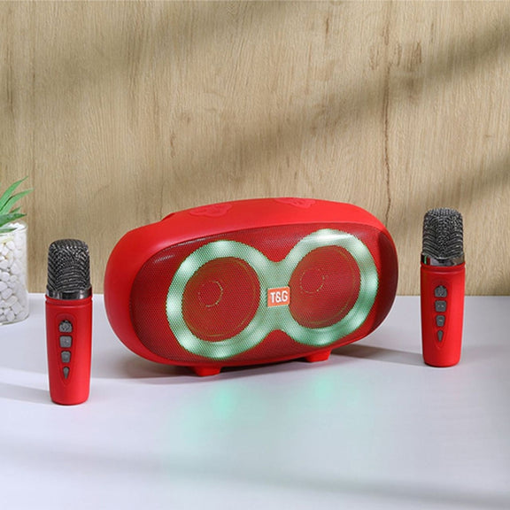 T&G TG542 LED Flash Wireless Bluetooth Karaoke Speaker with Microphone(Red)