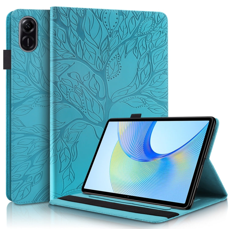 For Honor Pad X9 / X8 Pro Tree Life Series Embossed Leather Tablet Case(Lake Blue)