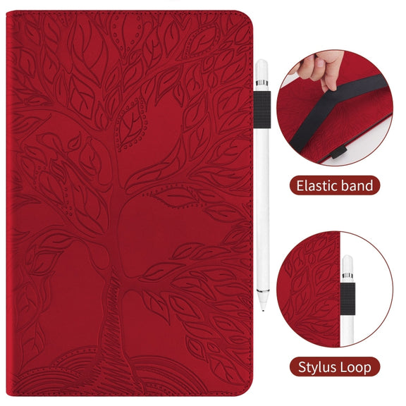 For Honor Pad 9 Tree Life Series Embossed Leather Tablet Case(Red)