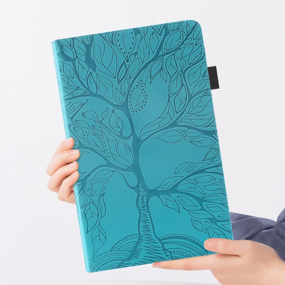 For Honor Pad 9 Tree Life Series Embossed Leather Tablet Case(Lake Blue)