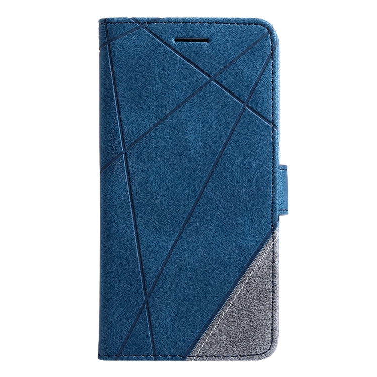 For iPhone 16 Pro Max Skin Feel Splicing Leather Phone Case(Blue)