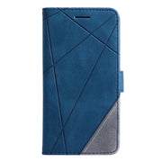 For iPhone 16 Pro Max Skin Feel Splicing Leather Phone Case(Blue)