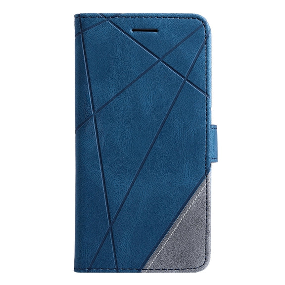 For iPhone 16 Pro Max Skin Feel Splicing Leather Phone Case(Blue)