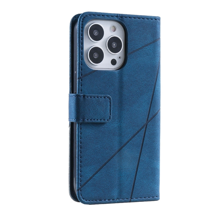 For iPhone 16 Pro Max Skin Feel Splicing Leather Phone Case(Blue)