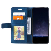 For iPhone 16 Pro Max Skin Feel Splicing Leather Phone Case(Blue)