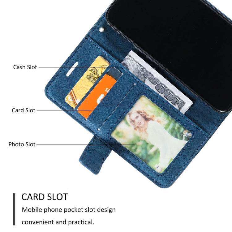 For iPhone 16 Pro Max Skin Feel Splicing Leather Phone Case(Blue)