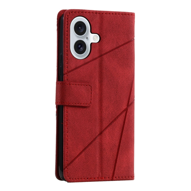 For iPhone 16 Plus Skin Feel Splicing Leather Phone Case(Red)