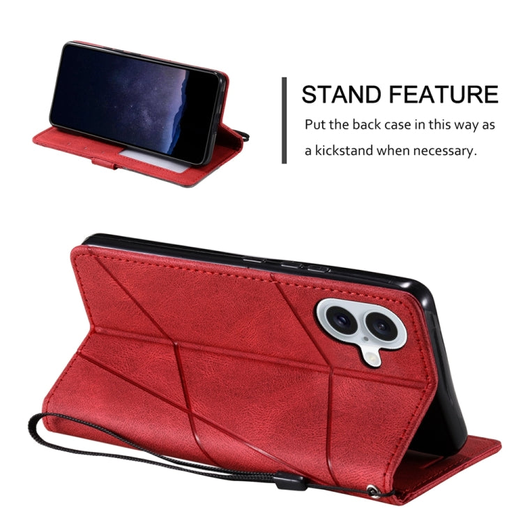 For iPhone 16 Plus Skin Feel Splicing Leather Phone Case(Red)