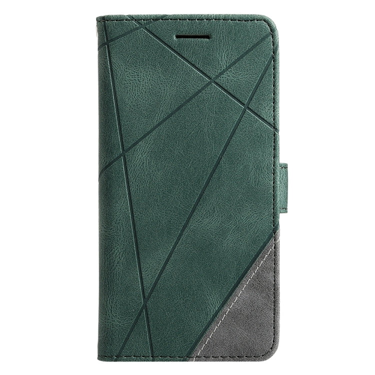 For iPhone 16 Skin Feel Splicing Leather Phone Case(Green)