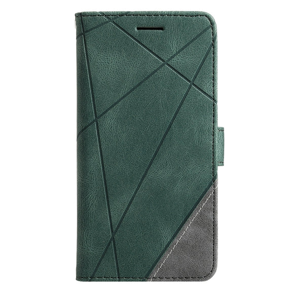 For iPhone 16 Skin Feel Splicing Leather Phone Case(Green)